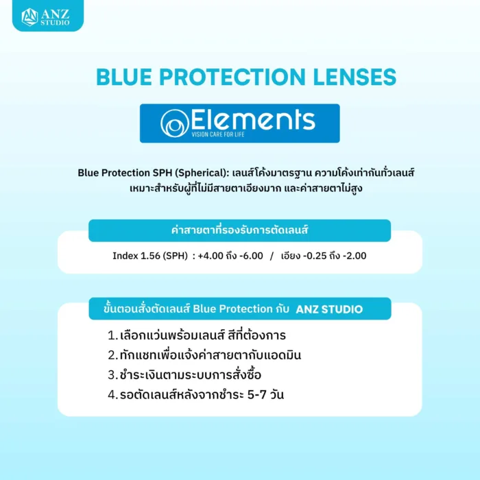 ANZ STUDIO แว่นกรองแสง รุ่น Sputnik ฟรีเลนส์ Elements Blue Protection ตัดใหม่ตามค่าสายตา - Image 4