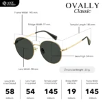 แว่นกันแดด รุ่น OVALLY Classic เลนส์ Polarized TAC แท้  วัสดุกรอบสแตนเลส - Image 2
