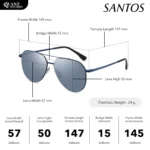 แว่นกันแดดรุ่น SANTOS แว่นกันแดดเลนส์ Nylon UV40 กรอบสแตนเลสแท้ - Image 2