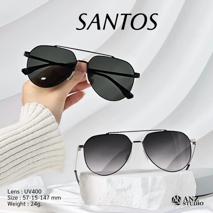 แว่นกันแดดรุ่น SANTOS แว่นกันแดดเลนส์ Nylon UV40 กรอบสแตนเลสแท้ - Image 6