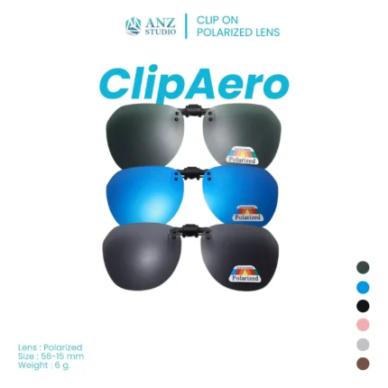 เลนส์ Clip-On Polarized ทรงหยดน้ำ แบบหนีบ มี 6 สี