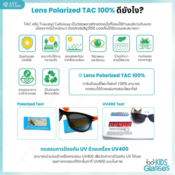 แว่นตากันแดด ANZ รุ่น Little Rays เลนส์ Polarized สำหรับเด็กอายุ 6-12 ปี - Image 3