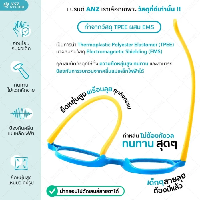 แว่นกรองแสงสีฟ้า ANZ รุ่น Cir สำหรับเด็กอายุ 3-12 ปี - Image 7