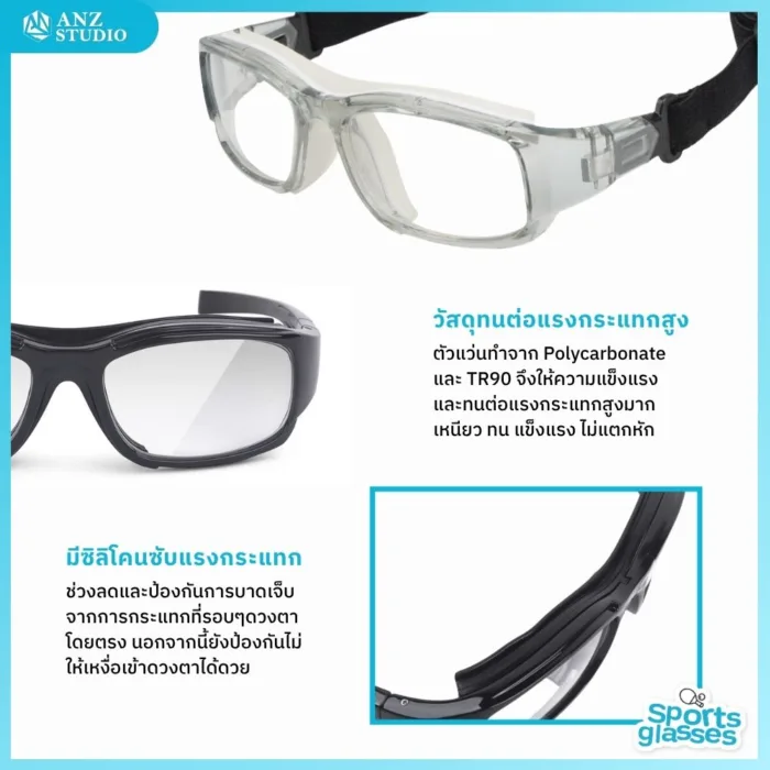 แว่นตาเล่นกีฬา รุ่น NY 2in1 เปลี่ยนขาแว่นได้ นำไปตัดเลนส์ค่าสายตาได้ - Image 5