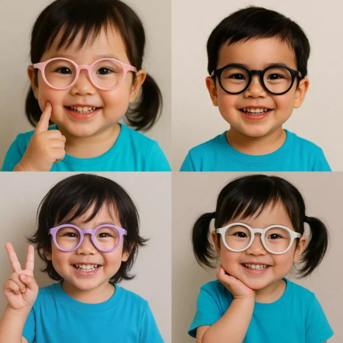 แว่นตากรองแสงสีฟ้า & ป้องกัน UV400 สำหรับเด็ก 0–3 ปี รุ่น Chibi พร้อมสายคล้องแว่นตาปรับระดับ - Image 2