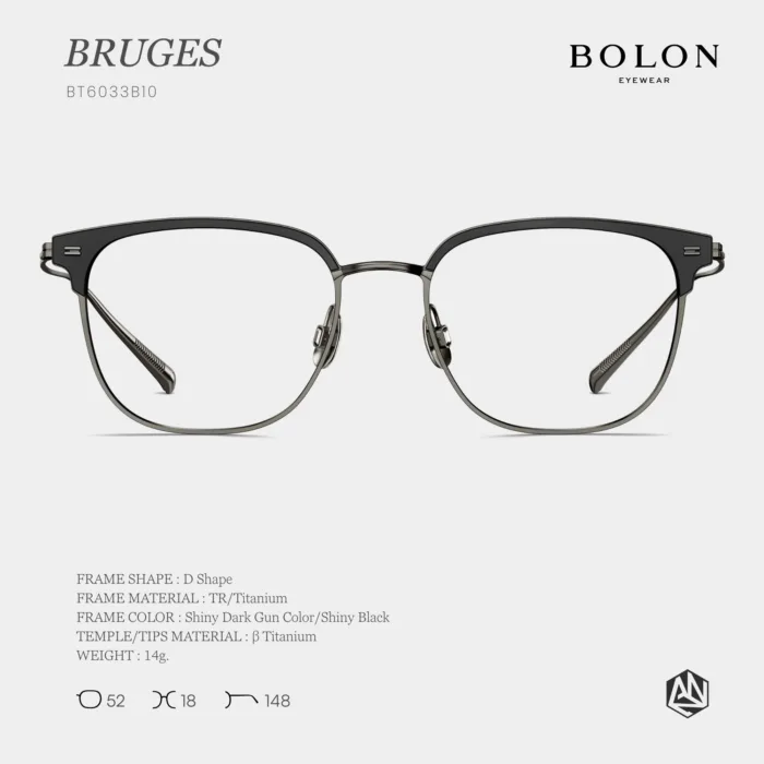 แว่นตา BOLON BRUGES BT6033 – ทรง D Shape ดีไซน์เรียบเฉียบสำหรับผู้ชาย | ANZ STUDIO - Image 2