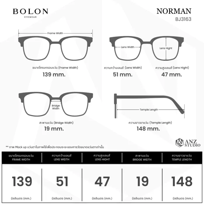 แว่นตา BOLON NORMAN BJ3163 – ทรง Cat Eye คลาสสิก เรียบหรู | ANZ STUDIO - Image 18
