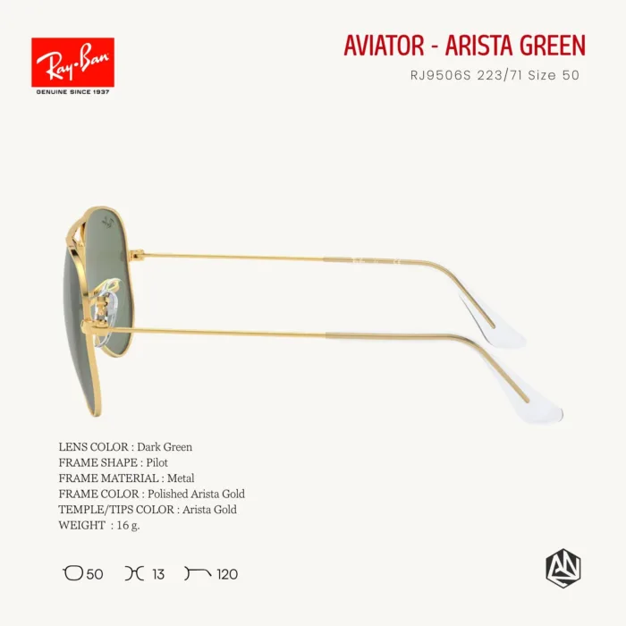 Ray-Ban Junior Aviator RJ9506S Sunglasses Size 50 แว่นกันแดดเด็ก - Image 10