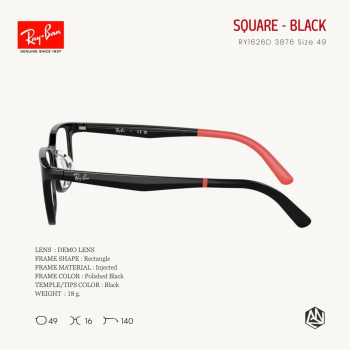 Ray-Ban Junior RY1626D Eyeglasses Size 49 แว่นสายตาเด็ก ทรงเหลี่ยม - Image 7