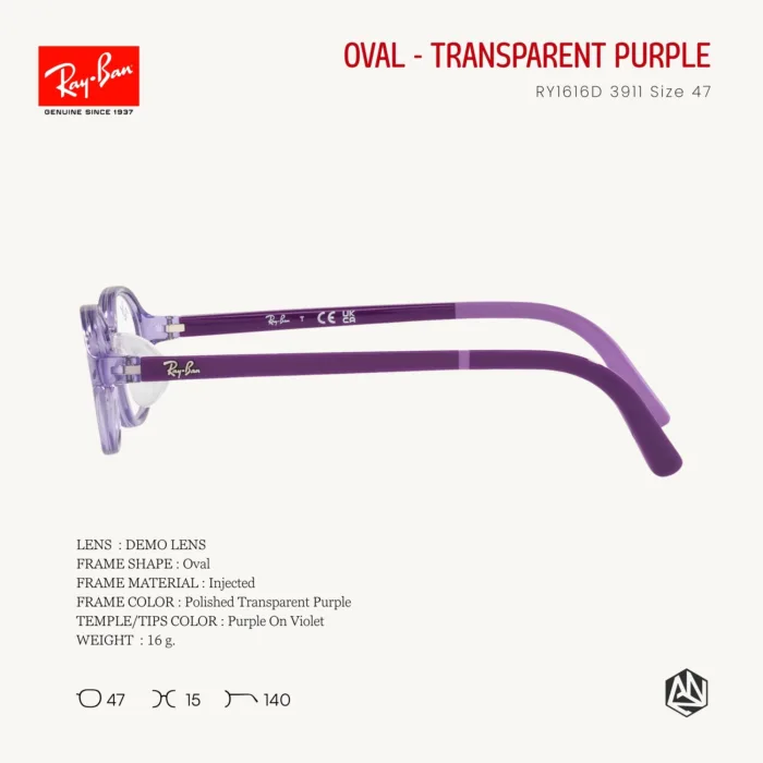 Ray-Ban Junior Oval RY1616D Eyeglasses Size 47 กรอบแว่นเด็ก - Image 13