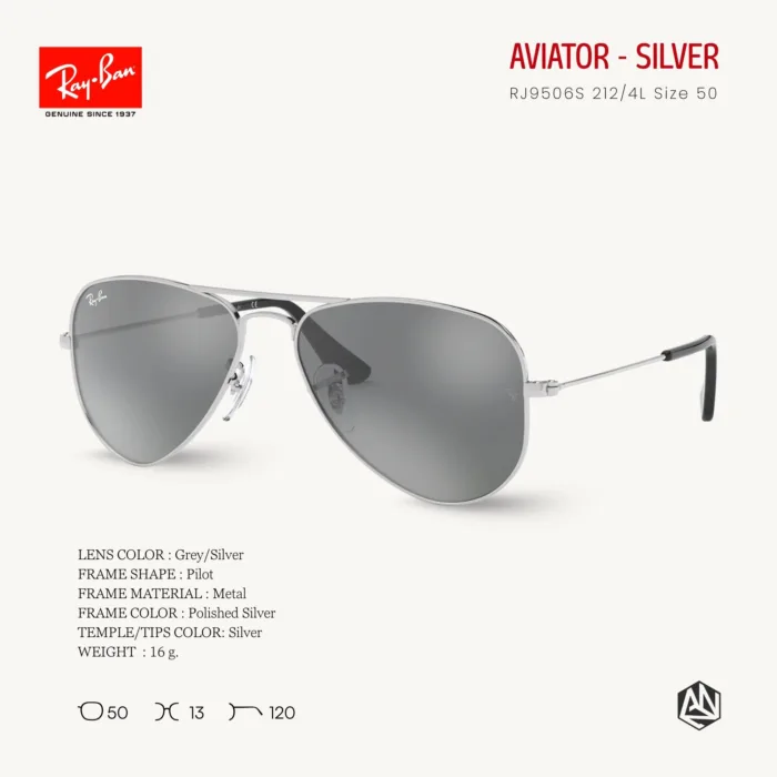 Ray-Ban Junior Aviator RJ9506S Sunglasses Size 50 แว่นกันแดดเด็ก - Image 12