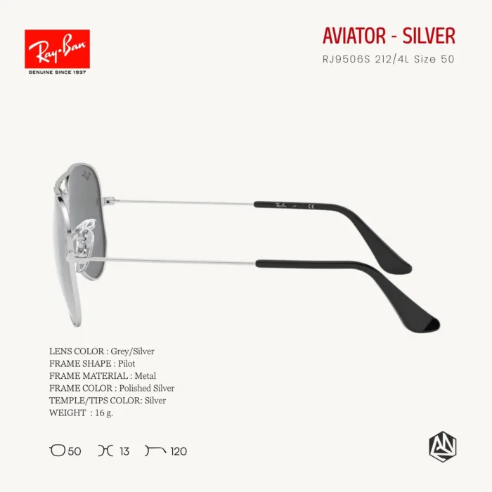 Ray-Ban Junior Aviator RJ9506S Sunglasses Size 50 แว่นกันแดดเด็ก - Image 13