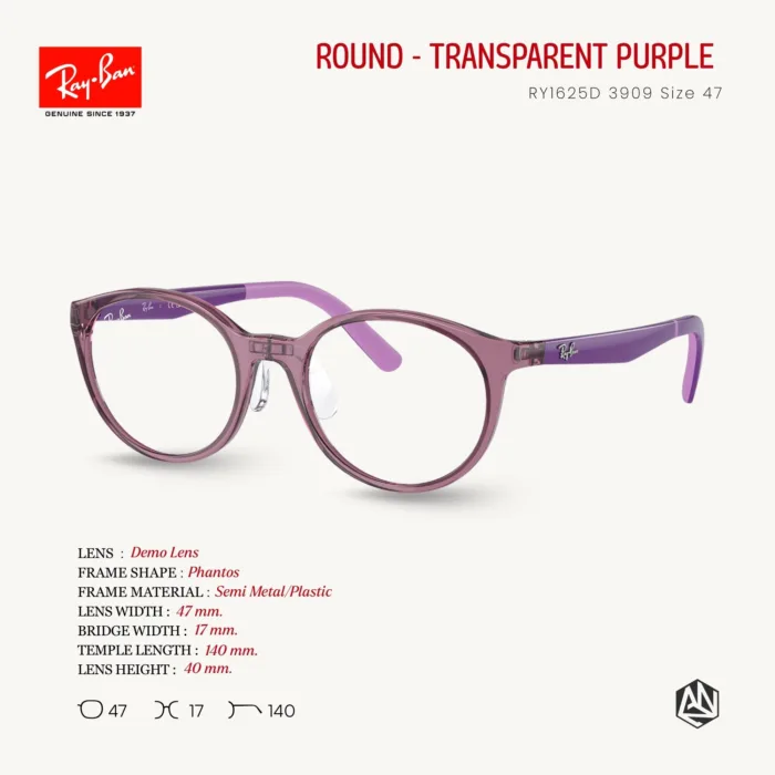Ray-Ban Junior Round RY1625D Eyeglasses Size 47 กรอบแว่นสายตาเด็ก ทรงกลม - Image 9