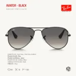 Ray-Ban Junior Aviator RJ9506S Sunglasses Size 50 แว่นกันแดดเด็ก - Image 2