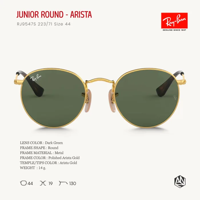 Ray-Ban Junior Round RJ9547S Sunglasses Size 44 แว่นกันแดดเด็ก ทรงกลม - Image 2