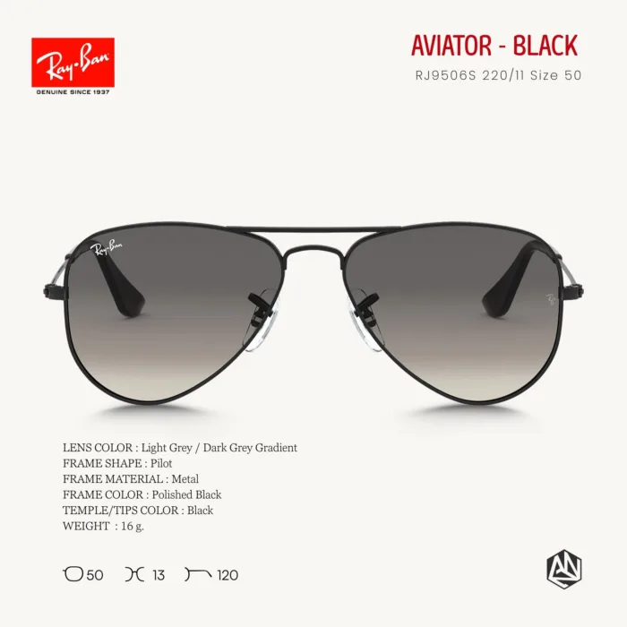 Ray-Ban Junior Aviator RJ9506S Sunglasses Size 50 แว่นกันแดดเด็ก - Image 2