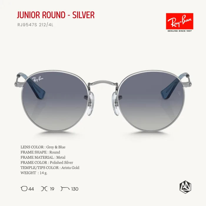 Ray-Ban Junior Round RJ9547S Sunglasses Size 44 แว่นกันแดดเด็ก ทรงกลม - Image 5