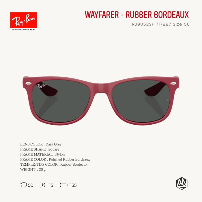 Ray-Ban Junior New Wayfarer RJ9052SF Sunglasses Size 50 แว่นกันแดดเด็ก - Image 5
