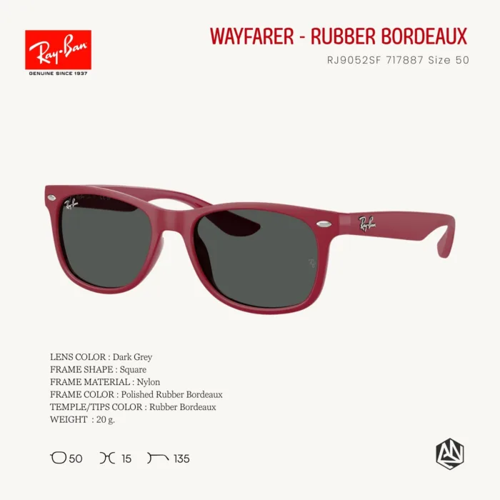 Ray-Ban Junior New Wayfarer RJ9052SF Sunglasses Size 50 แว่นกันแดดเด็ก - Image 6