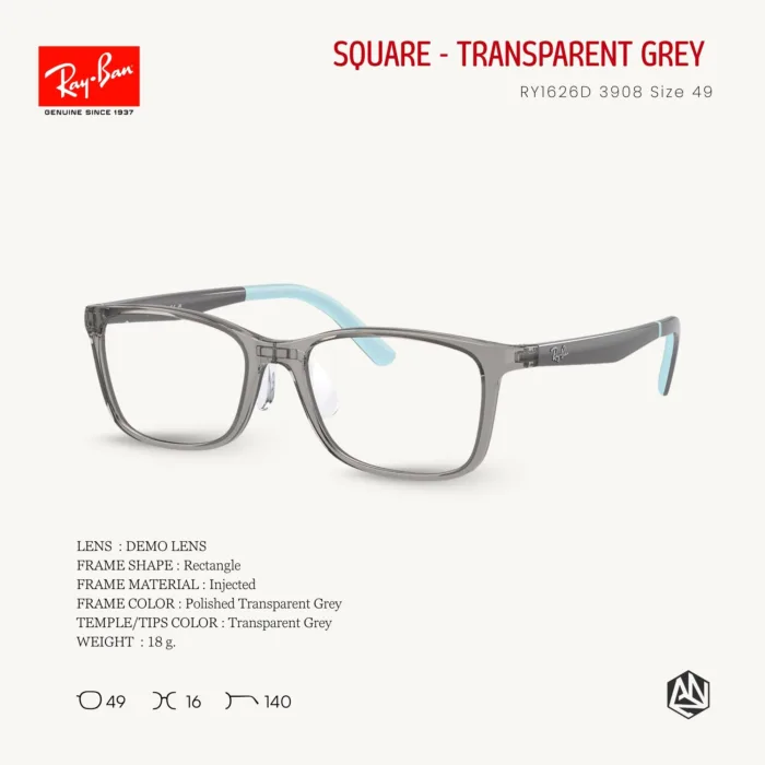Ray-Ban Junior RY1626D Eyeglasses Size 49 แว่นสายตาเด็ก ทรงเหลี่ยม - Image 3