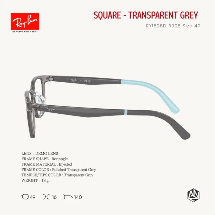 Ray-Ban Junior RY1626D Eyeglasses Size 49 แว่นสายตาเด็ก ทรงเหลี่ยม - Image 4