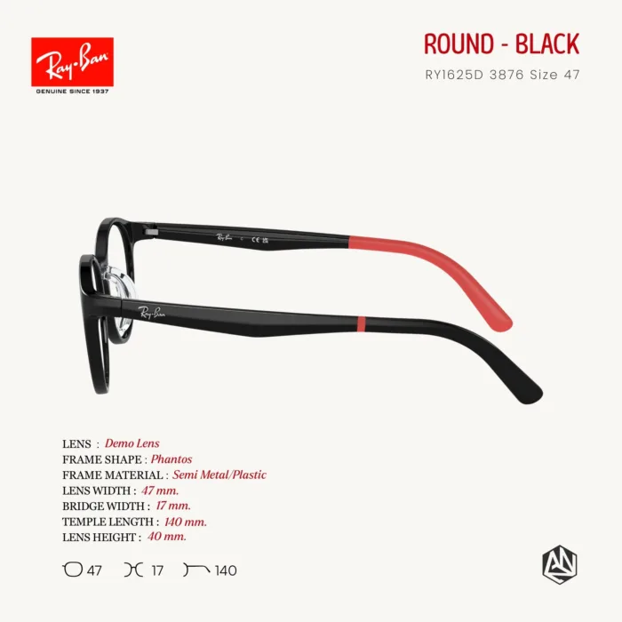 Ray-Ban Junior Round RY1625D Eyeglasses Size 47 กรอบแว่นสายตาเด็ก ทรงกลม - Image 4
