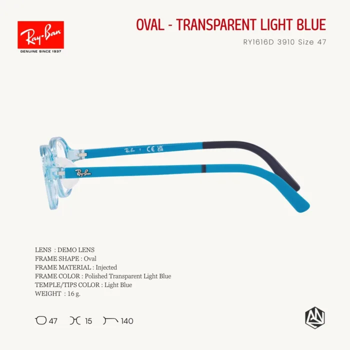Ray-Ban Junior Oval RY1616D Eyeglasses Size 47 กรอบแว่นเด็ก - Image 10