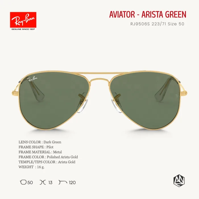 Ray-Ban Junior Aviator RJ9506S Sunglasses Size 50 แว่นกันแดดเด็ก - Image 8