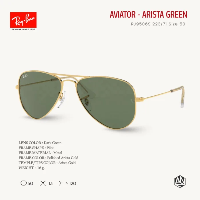 Ray-Ban Junior Aviator RJ9506S Sunglasses Size 50 แว่นกันแดดเด็ก - Image 9