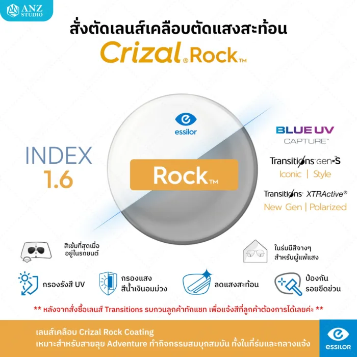 ตัดเลนส์เคลือบตัดแสงสะท้อน Crizal Single Vision Rx Lens (เลนส์สั่งตัดเฉพาะบุคคล) - Image 10