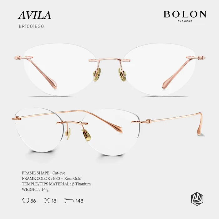แว่นตา BOLON AVILA BR1001 – ทรง Cat-eye ไร้ขอบ น้ำหนักเบา สไตล์มินิมอล - Image 2