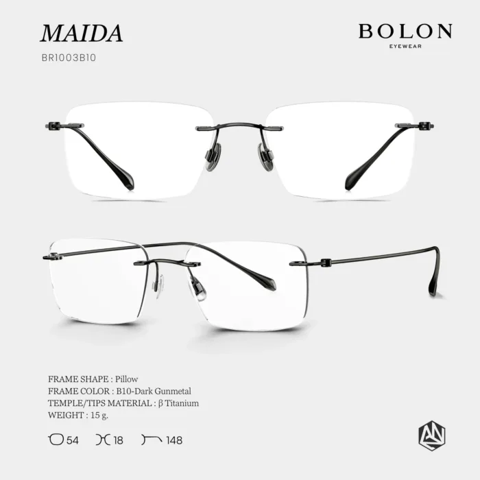 แว่นตา BOLON MAIDA BR1003 – ทรง Pillow ไร้ขอบ เรียบหรู เบาสบาย - Image 2