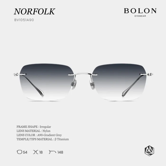 แว่นตา BOLON NORFOLK BV1051 – แว่นกันแดดไร้กรอบทรง Irregular ดีไซน์มินิมอลเฉียบคม - Image 2