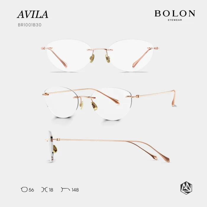 แว่นตา BOLON AVILA BR1001 – ทรง Cat-eye ไร้ขอบ น้ำหนักเบา สไตล์มินิมอล - Image 3