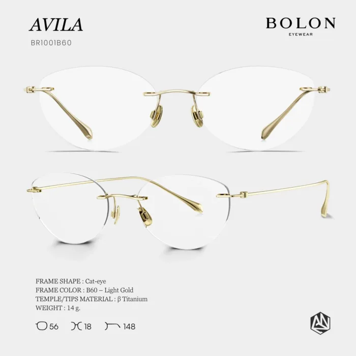 แว่นตา BOLON AVILA BR1001 – ทรง Cat-eye ไร้ขอบ น้ำหนักเบา สไตล์มินิมอล - Image 4
