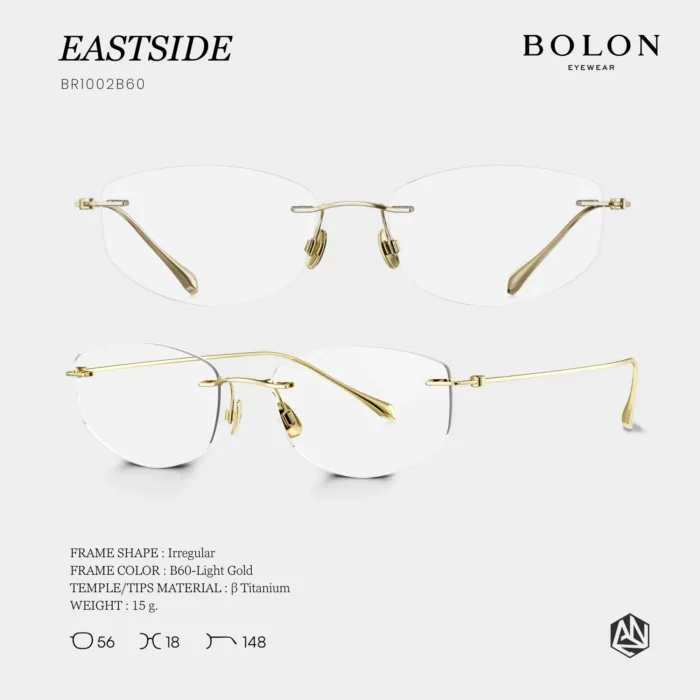 แว่นตา BOLON EASTSIDE BR1002 – ทรง Irregular ไร้ขอบ เบา เรียบหรู - Image 4