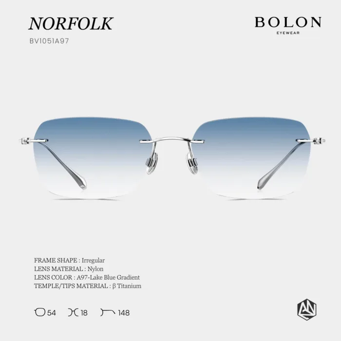 แว่นตา BOLON NORFOLK BV1051 – แว่นกันแดดไร้กรอบทรง Irregular ดีไซน์มินิมอลเฉียบคม - Image 5