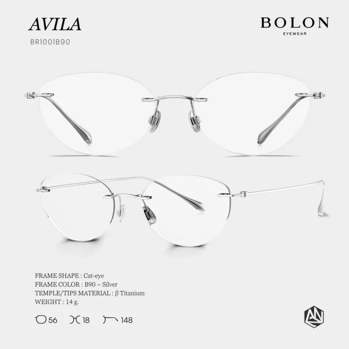แว่นตา BOLON AVILA BR1001 – ทรง Cat-eye ไร้ขอบ น้ำหนักเบา สไตล์มินิมอล - Image 6