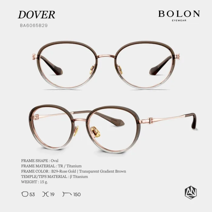 แว่นตา BOLON DOVER BA6065 – ทรง Oval โทนสีหวาน เรียบหรู พร้อมความเบาเป็นพิเศษ - Image 4