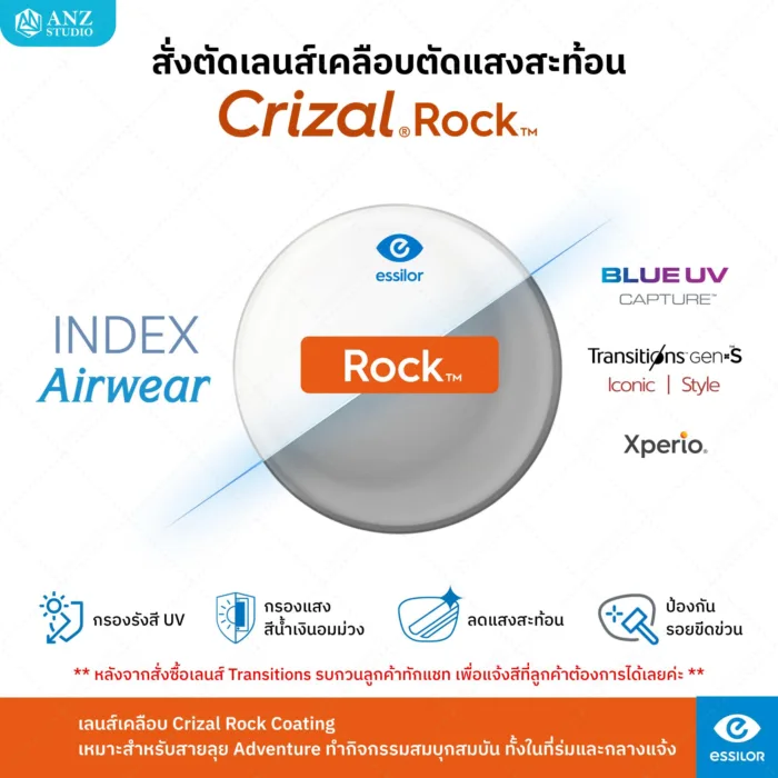 ตัดเลนส์เคลือบตัดแสงสะท้อน Crizal Single Vision Rx Lens (เลนส์สั่งตัดเฉพาะบุคคล) - Image 9