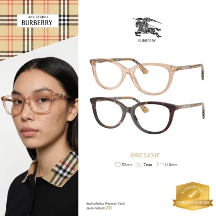 กรอบแว่นตา BURBERRY รุ่น 0BE2431F ทรง Cat Eye ขาแว่นลาย Burberry Check ของแท้ รับประกัน 2 ปี