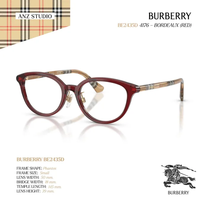 กรอบแว่นตา BURBERRY รุ่น BE2435D ทรง Phantos ขาแว่นลาย Burberry Check ของแท้ รับประกัน 2 ปี - Image 10