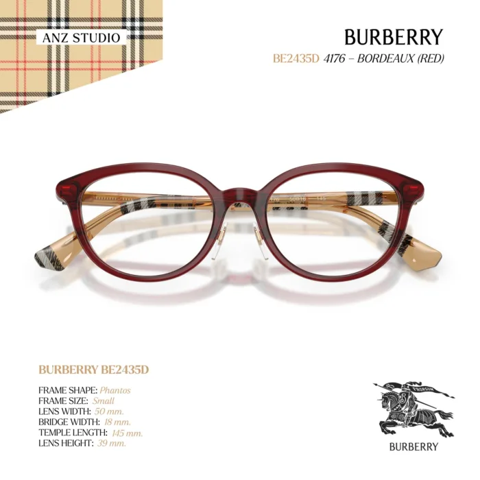 กรอบแว่นตา BURBERRY รุ่น BE2435D ทรง Phantos ขาแว่นลาย Burberry Check ของแท้ รับประกัน 2 ปี - Image 14