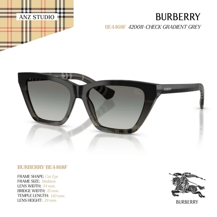 แว่นกันแดด BURBERRY รุ่น BE4468F ทรง Cat Eye ลาย Burberry Check Gradient ของแท้ รับประกัน 2 ปี - Image 2