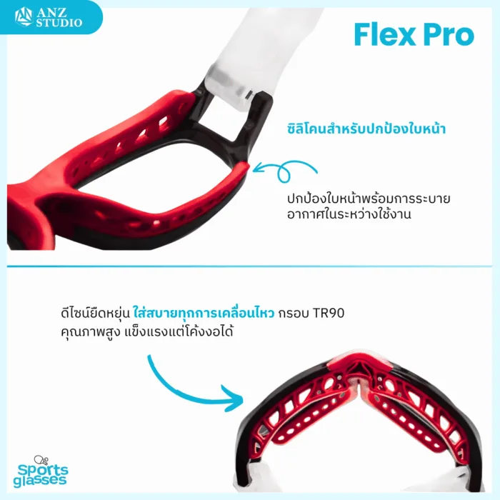 Flex Pro แว่นตาเล่นกีฬา เปลี่ยนเลนส์ค่าสายตาได้ - Image 3