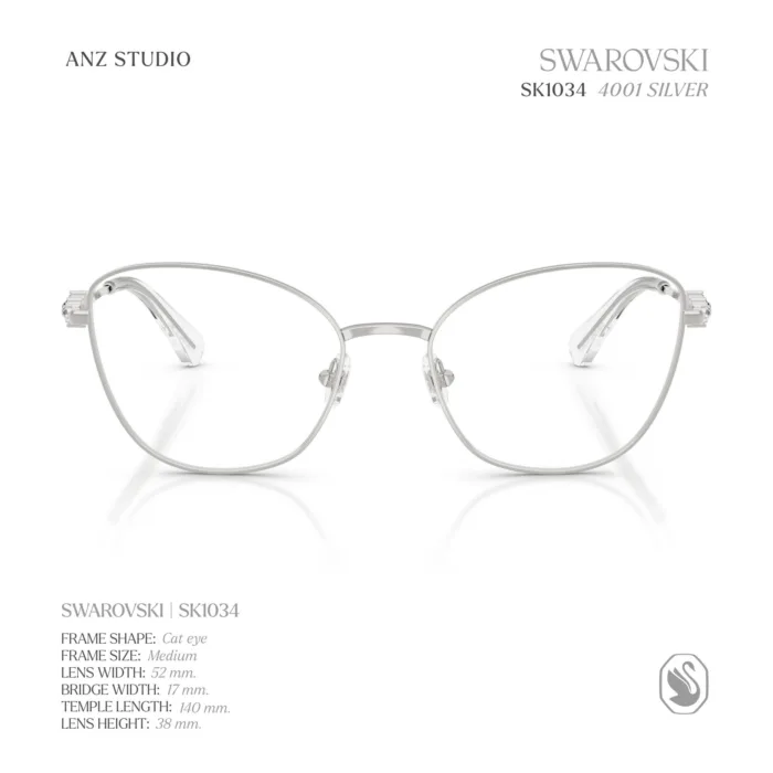 กรอบแว่นตา SWAROVSKI รุ่น SK1034 ทรง Cat Eye ประดับคริสตัล 3 เม็ด ของแท้ รับประกัน 2 ปี - Image 3