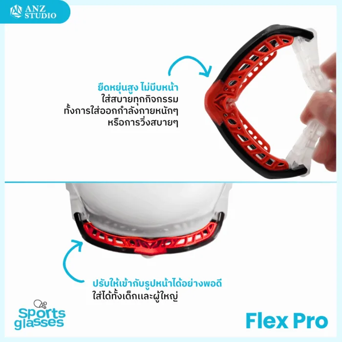 Flex Pro แว่นตาเล่นกีฬา เปลี่ยนเลนส์ค่าสายตาได้ - Image 4