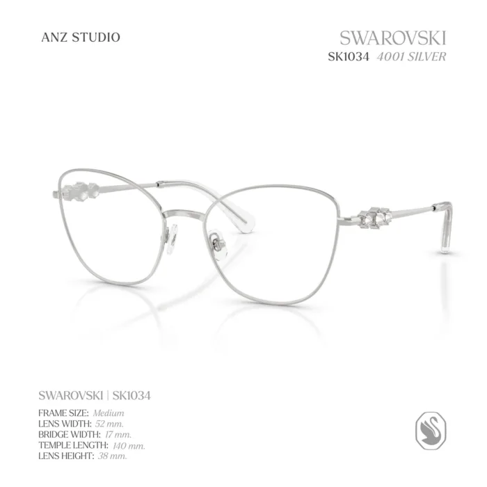 กรอบแว่นตา SWAROVSKI รุ่น SK1034 ทรง Cat Eye ประดับคริสตัล 3 เม็ด ของแท้ รับประกัน 2 ปี - Image 4
