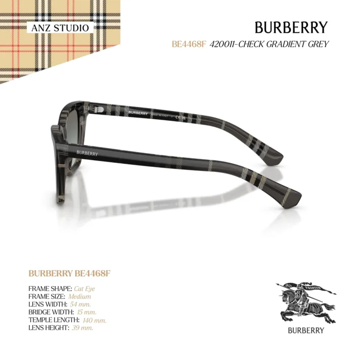 แว่นกันแดด BURBERRY รุ่น BE4468F ทรง Cat Eye ลาย Burberry Check Gradient ของแท้ รับประกัน 2 ปี - Image 4