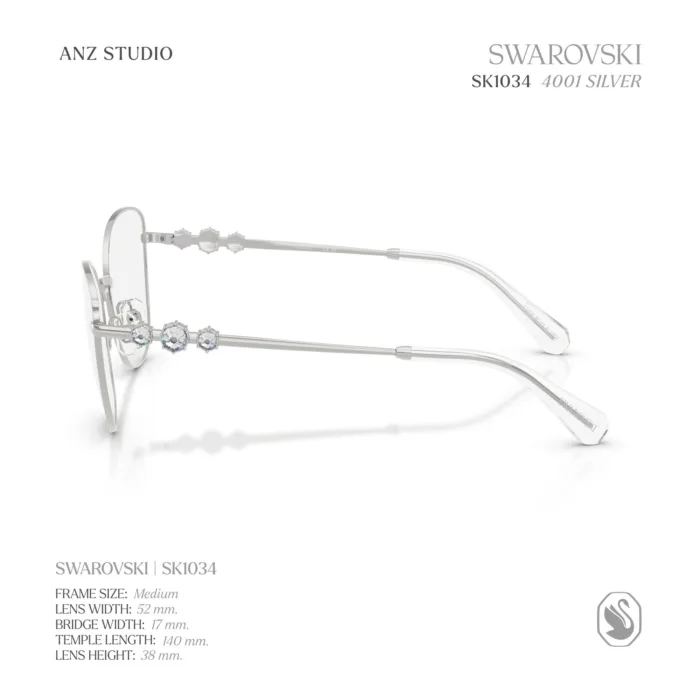 กรอบแว่นตา SWAROVSKI รุ่น SK1034 ทรง Cat Eye ประดับคริสตัล 3 เม็ด ของแท้ รับประกัน 2 ปี - Image 5